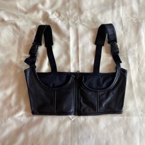 dollskill- poster girl faux leather my type underbust corset size large nwt